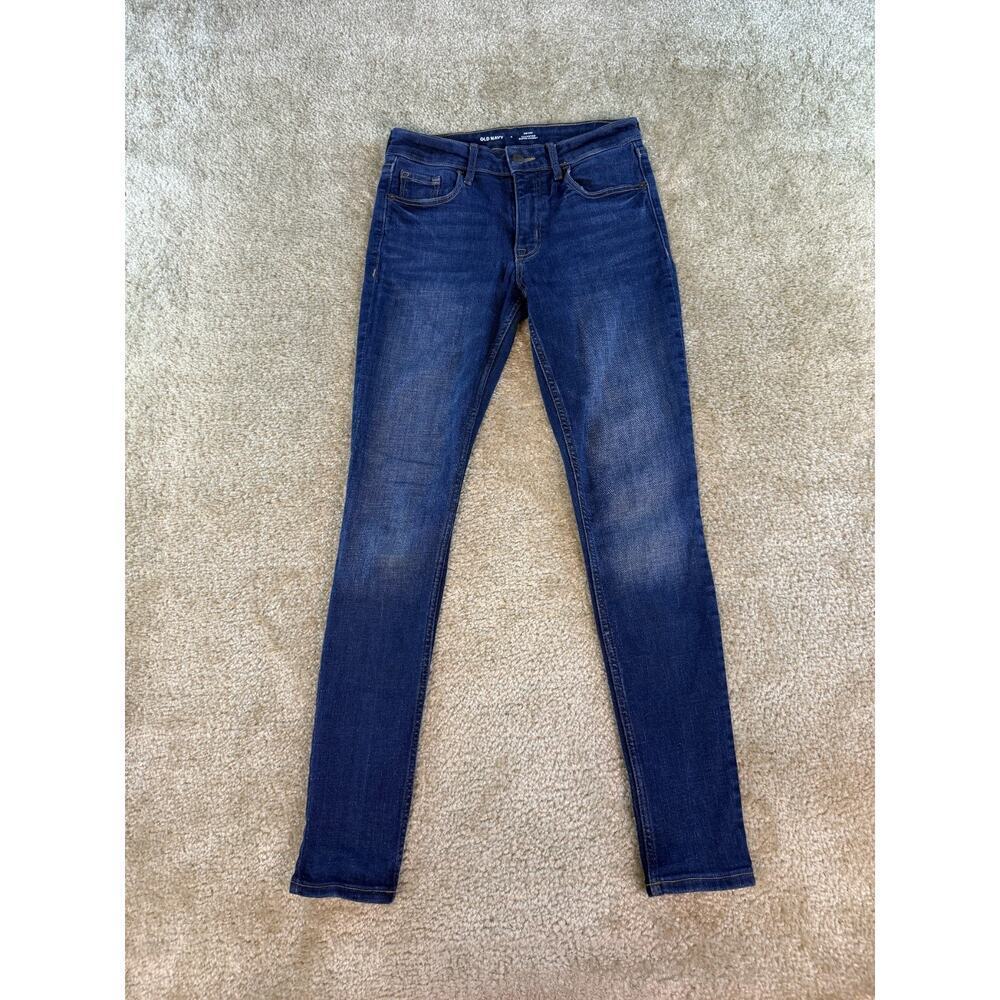 Old Navy Jeans Woman's 4 Rockstar Super Skinny Mid Rise Blue Denim D779